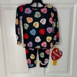 Sweethearts Black Kids' Conversation Heart Pajama Set